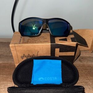 Costa Sunglasses with Black Frame and Blue Lenses
